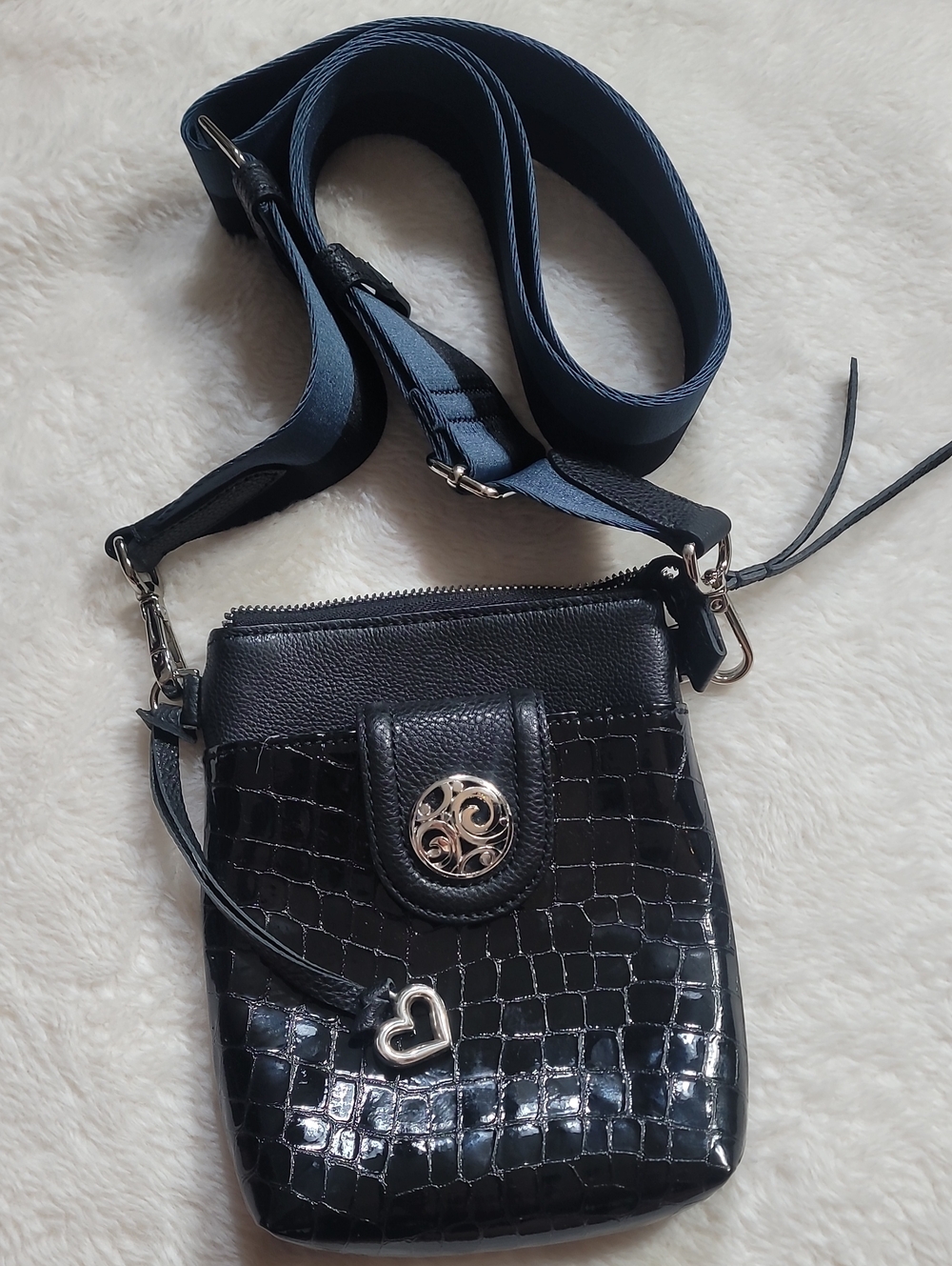 Brighton Eta Mini Bag Black Leather Crossbody